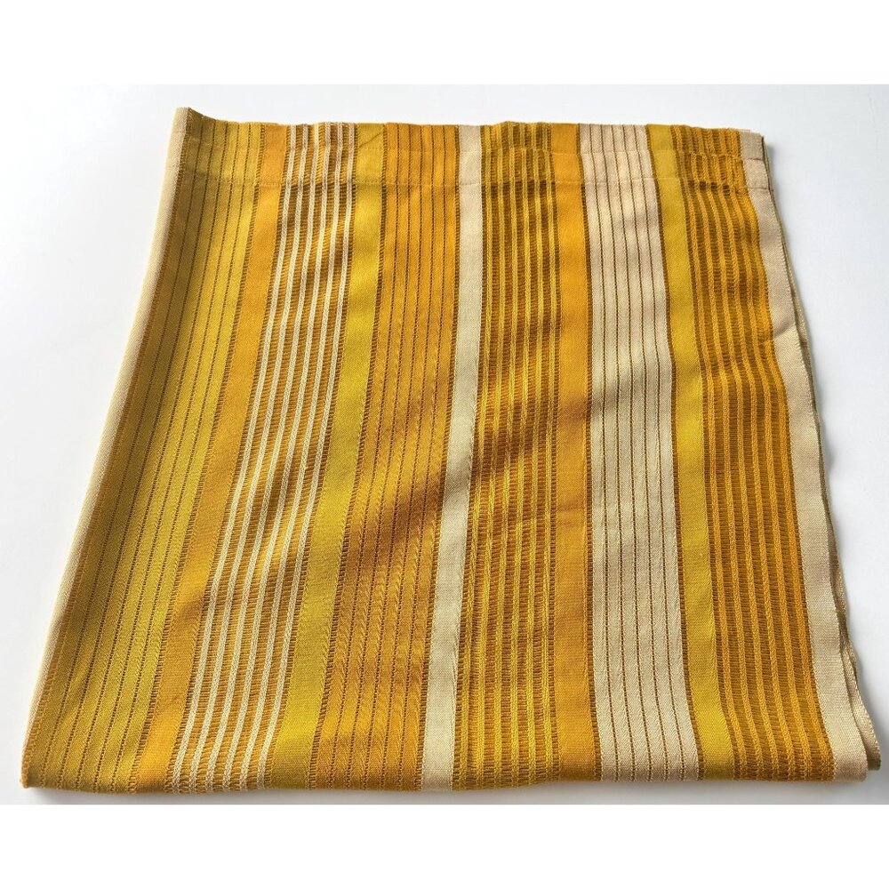 Vintage 70s curtain, orange, yellow vertical stripes,  rod header panel